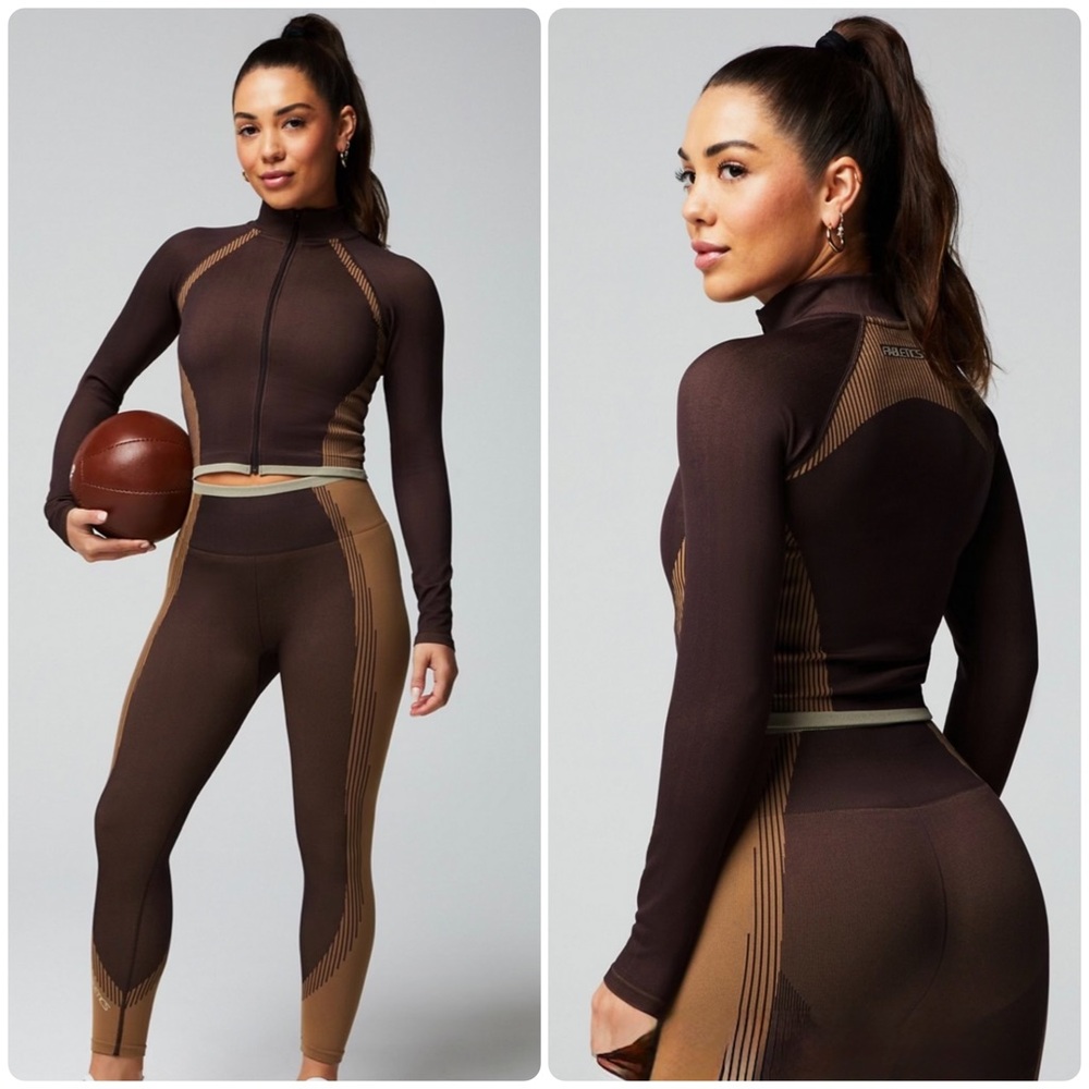 NEW Fabletics Seamless Fusion Jacket Cacao/Quicksand/Cream Froth Small SOLD OUT!